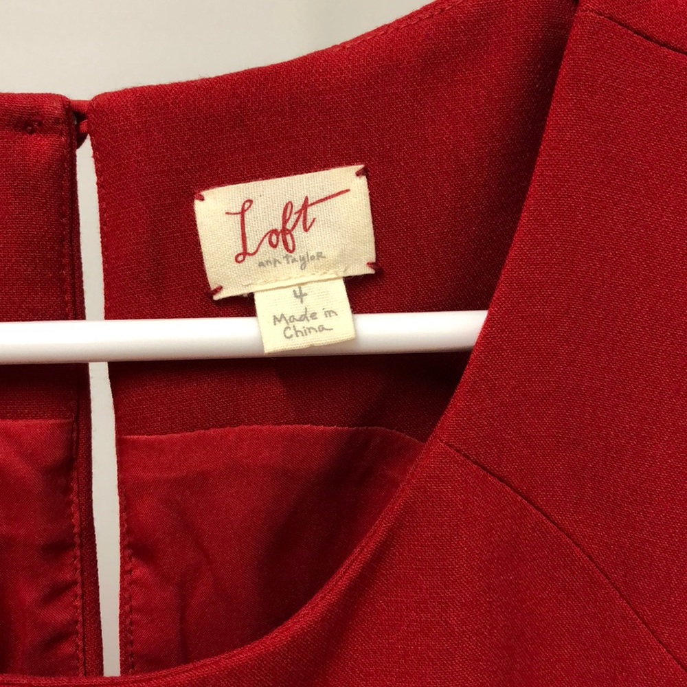 LOFT Red Pleated Dress - Picture 6 of 6
